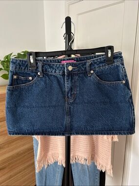 Edikted Dark Blue Denim Mini Skirt